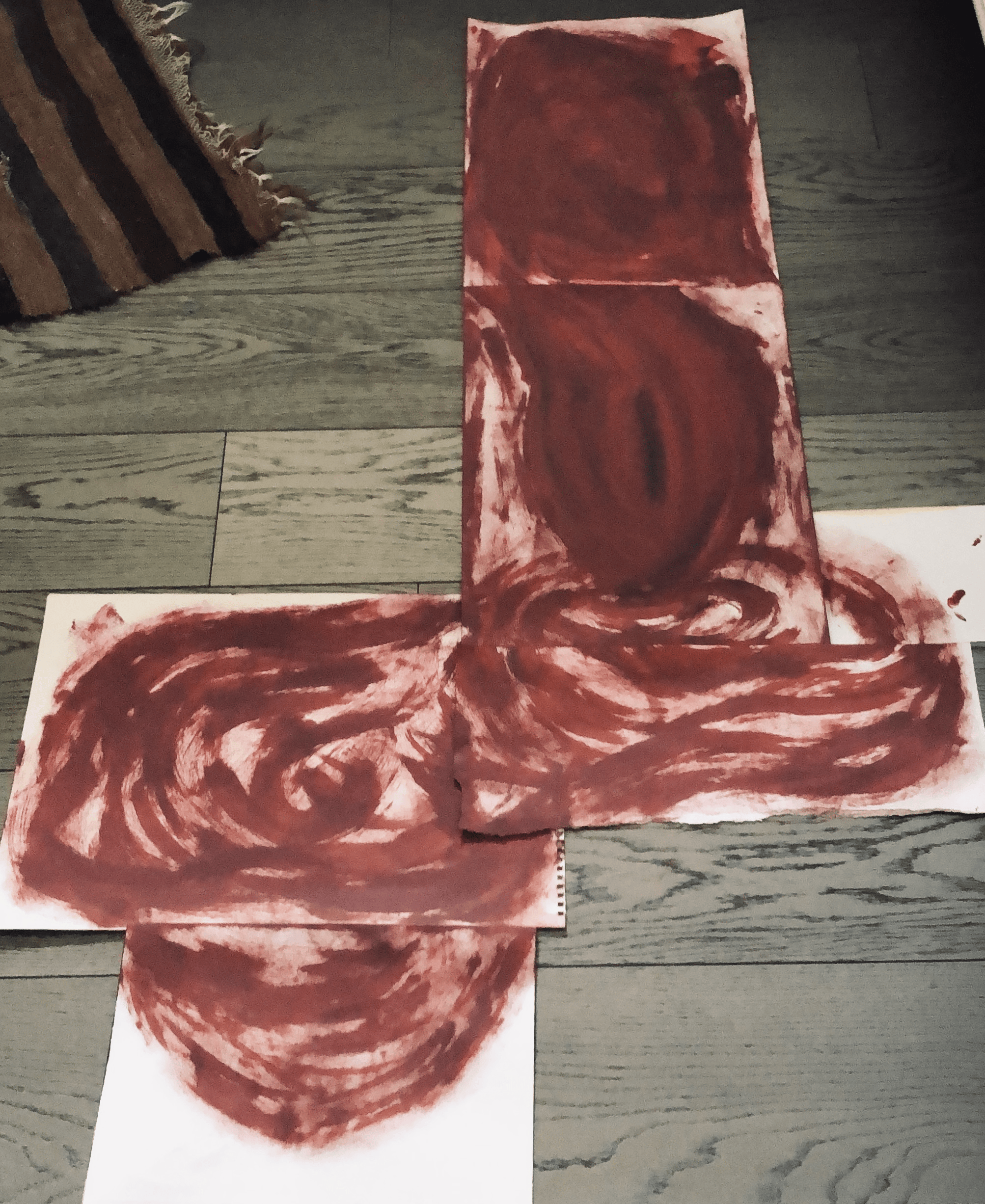 Mixed media collage with harp player