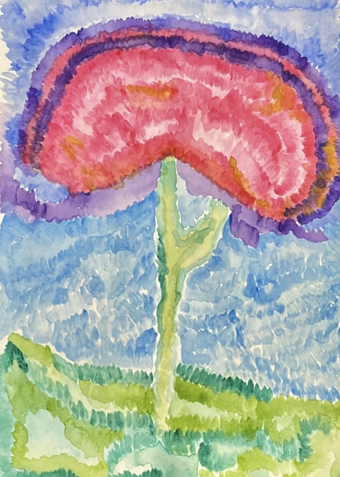 Vibrant pink flower watercolor