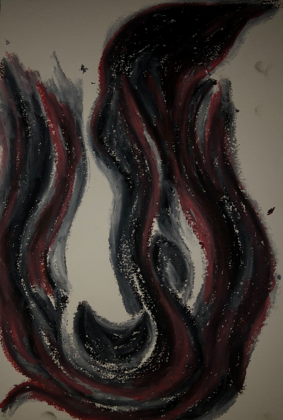 Crimson and gray flowing flames